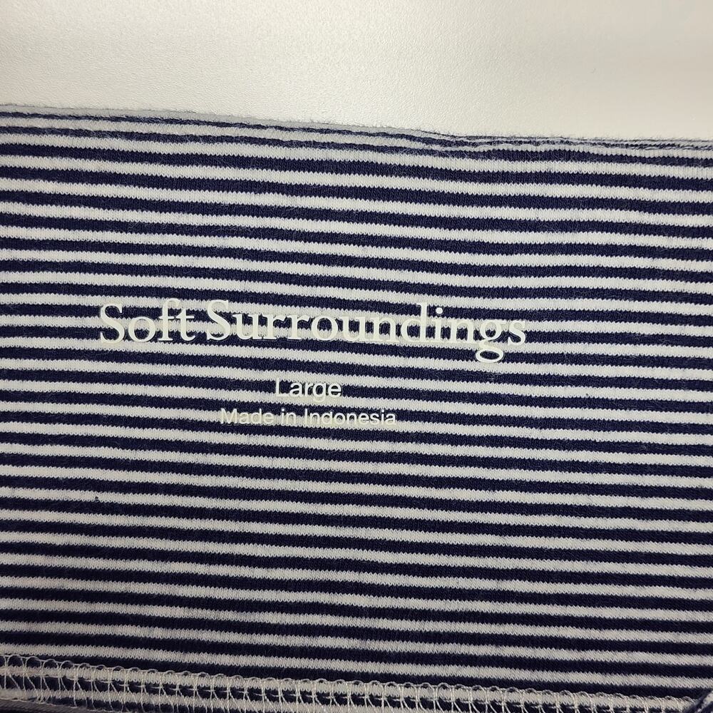 Soft Surroundings Striped Ruched Side Long Sleeve Top Nautical L - Picture 7 of 11